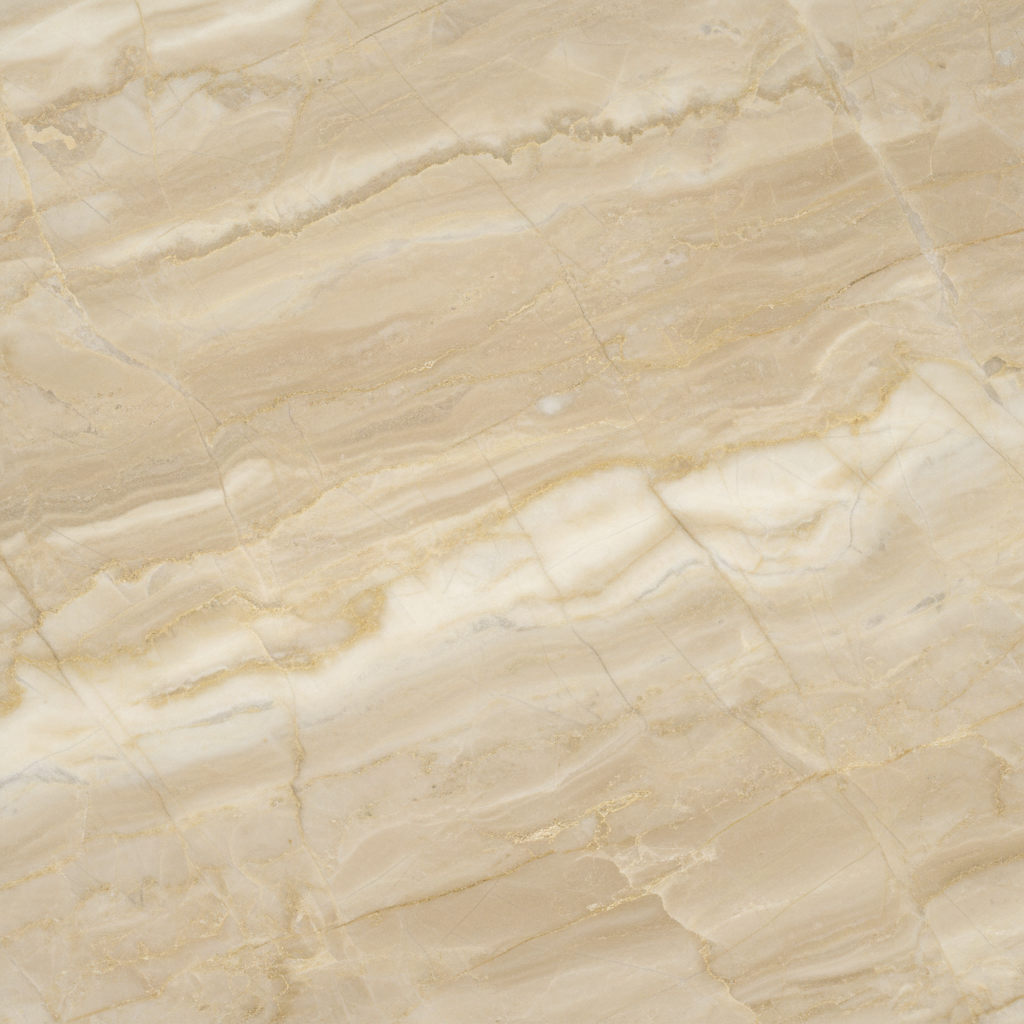 Sunny Sheikh Fadl Marble - Egyptian marble polished slab close-up warm beige tones with natural movement